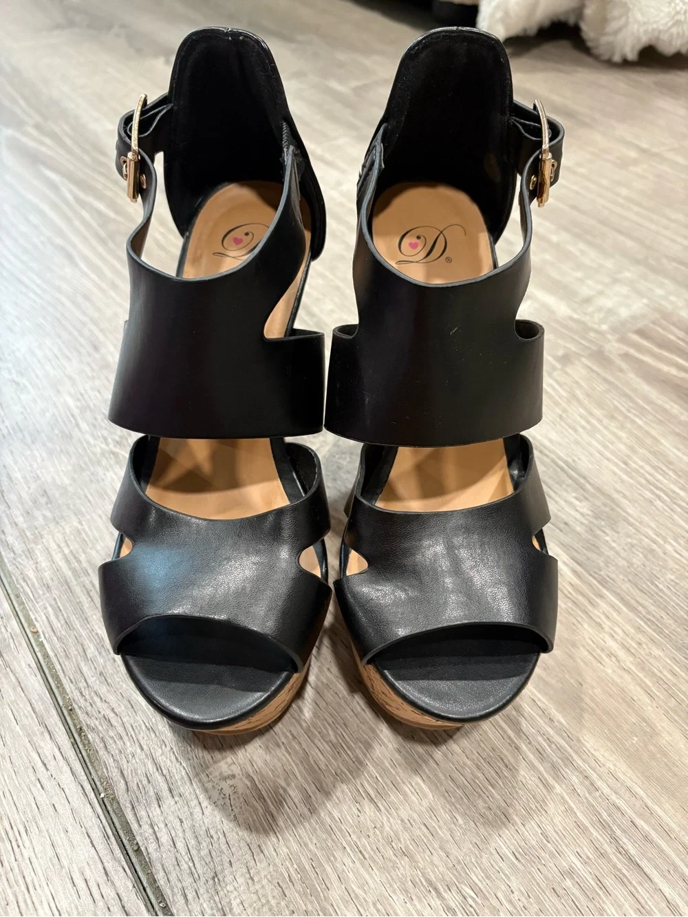 Black Women's Open-Toe Wedge Sandals